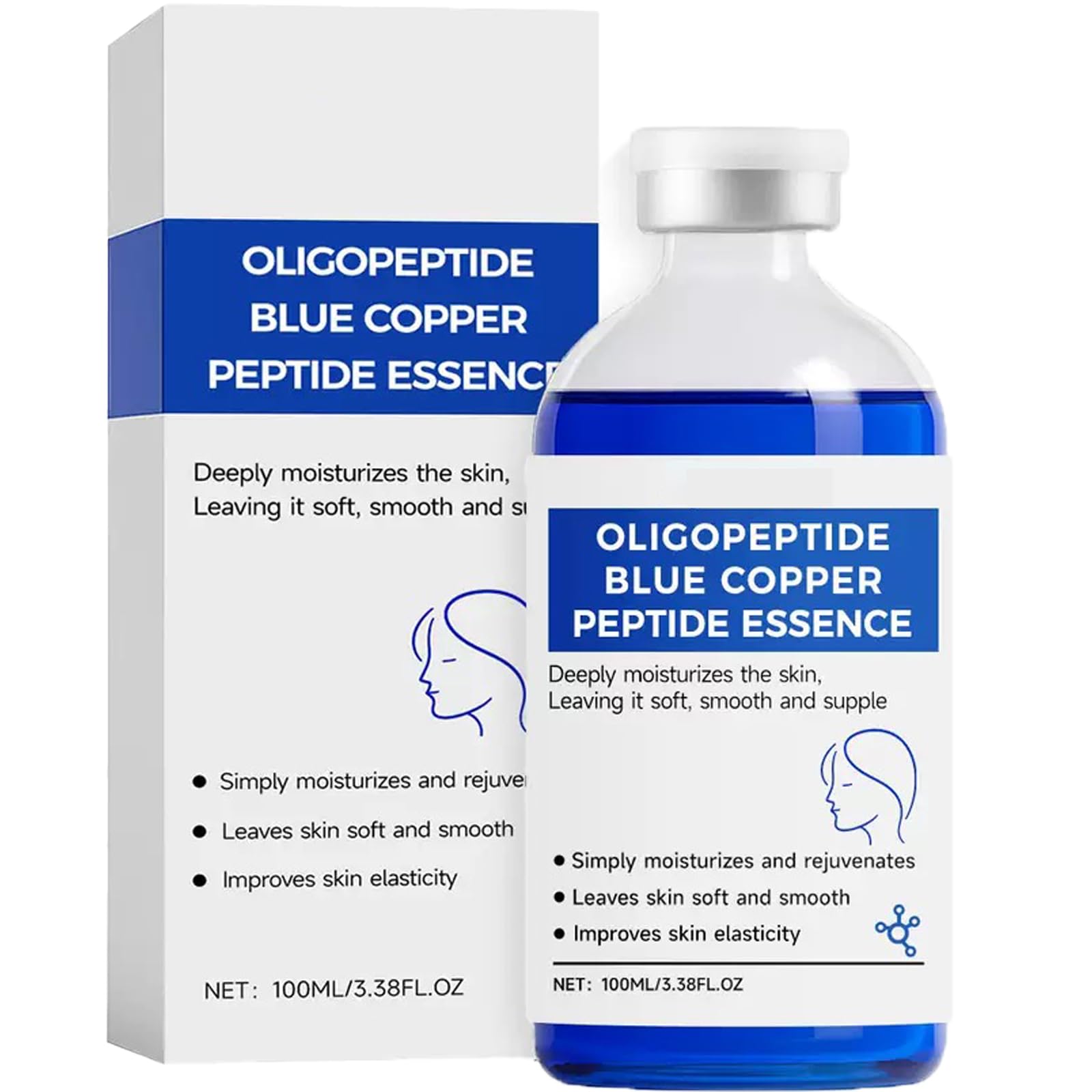 Ghk-Cu Copper Peptide Face Essence, with Ghk-Cu Serum and Hyaluronic Acid, Moisturising and Anti-Wrinkle Serum Reduces Fine Lines and Improves Skin