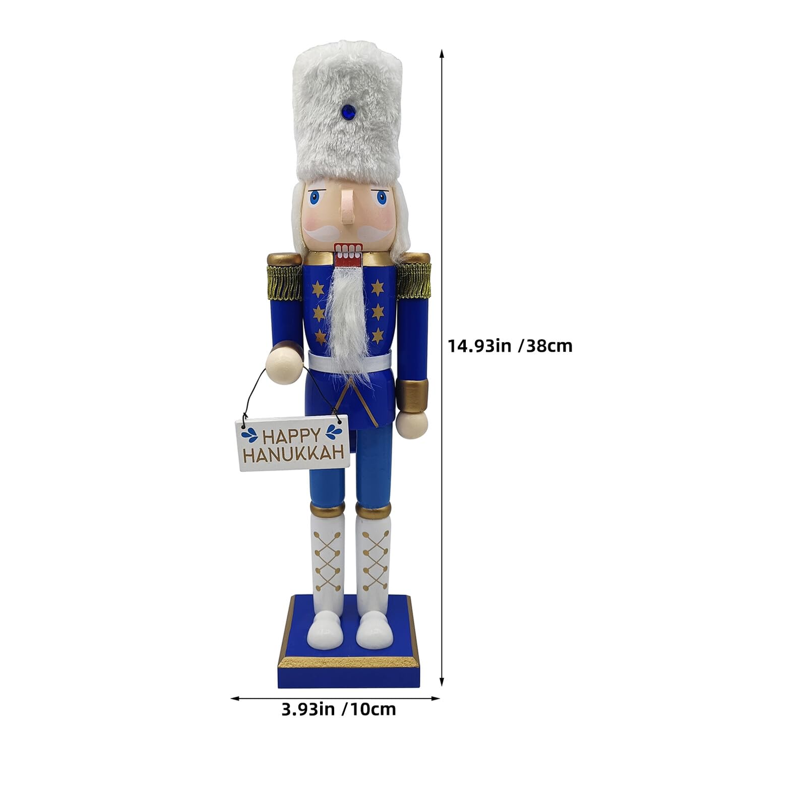 Lurrose Décoration Soldat Casse-Noisette Figurine Traditionnelle Bois Ornement de Table pour Hanoukka et Fêtes Juives