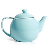 Sweese Teapot, Porcelain Tea Pot with Stainless Steel Infuser, Blooming & Loose Leaf Teapot - 27ounce, Turquoise