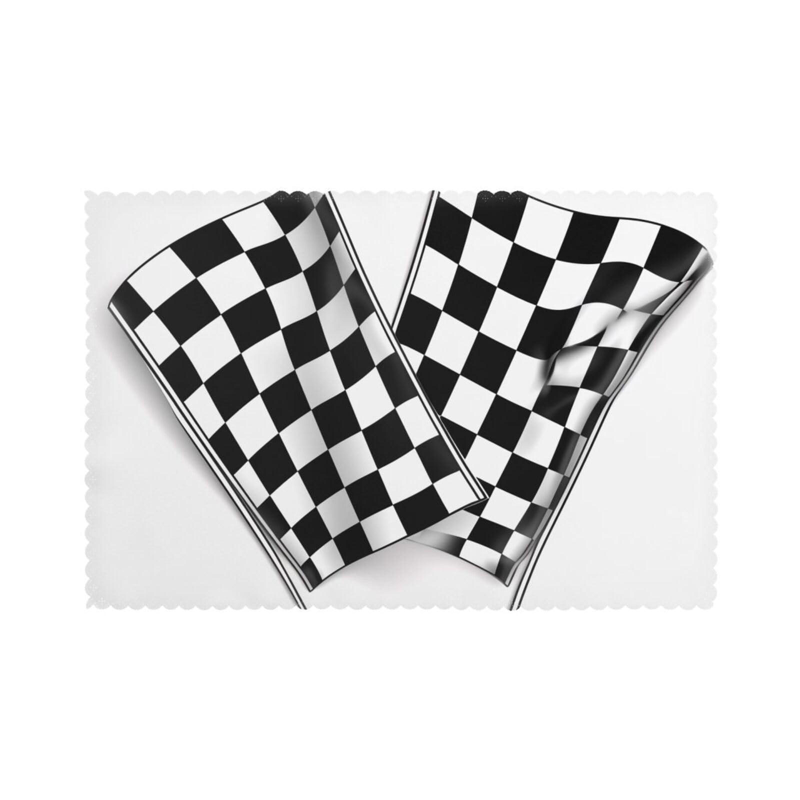 Checkered Flags Race Flag Printed Placemat Heat Resistant Place Mats Set of 6 PCS Washable Kitchen Table Mats, 12x18 Inch