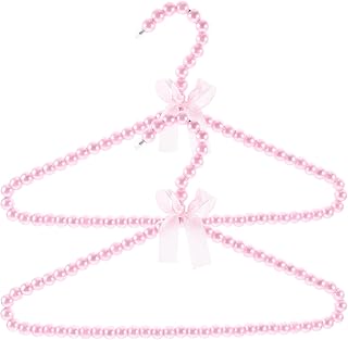 Plastic Hangers Pearl Beads Mini Pearl Baby Pets Small Faux Pearl Beaded Elegant Garment for Kids Childrens Pet Dog 2pcs Pink