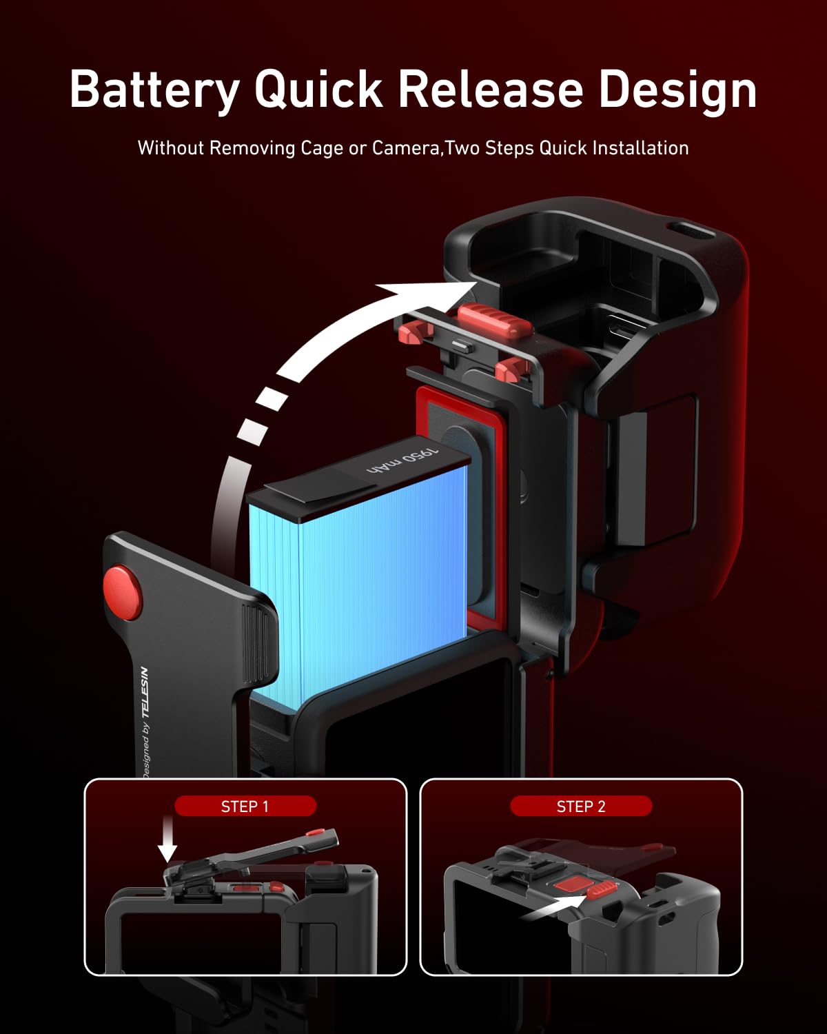 TELESIN Kit Street Grip de Aleación de Aluminio para dji OSMO Action 5 Pro/Action 4/Action 3, Empuñadura con Jaula Ultraligera, Botón de Obturador Basculante Patentado, Diseño Ergonómico