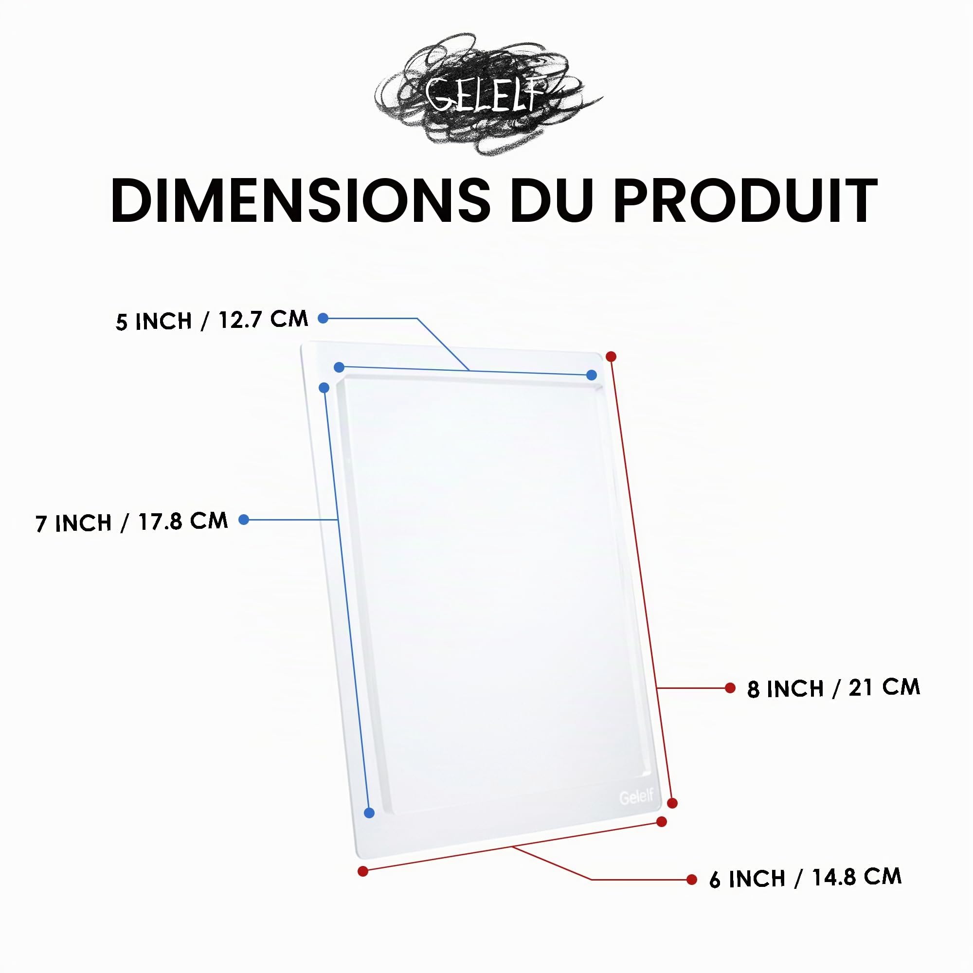 Kit de plaque d'impression gel – Plaque de gel de 12,7 x 17,8 cm avec bloc d'estampage en acrylique – La poignée pour un levage facile et une presse uniforme pour les débutants, les artistes