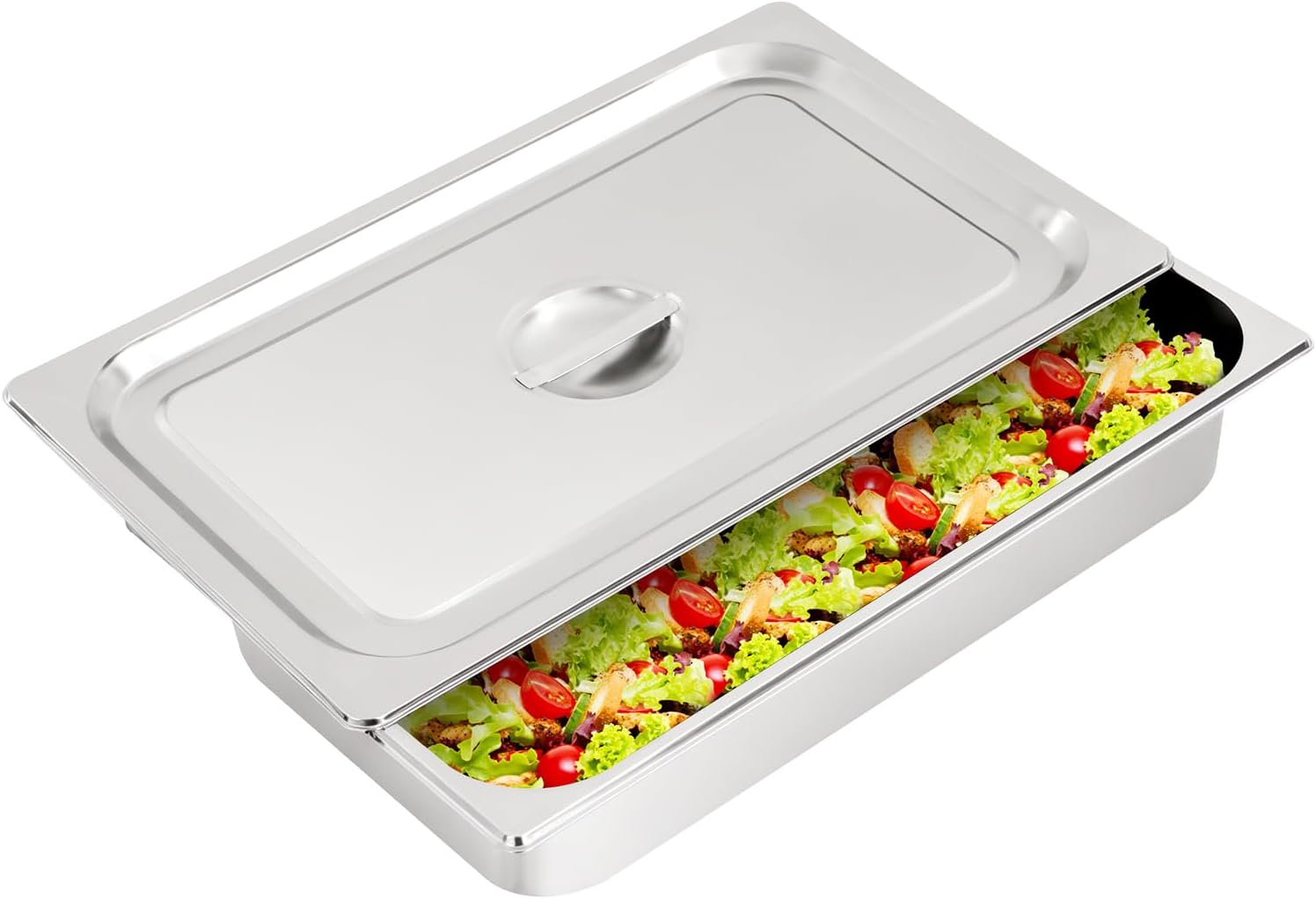 4 Pack Full Size Stainless Steel Hotel Pans, 4" Deep Steam Table Pan 21" L x 12.8" W Stainless Steel Food Storage Containers Buffet Pan with Lids for Home, Party, Restaurant, Hotel, Buffet