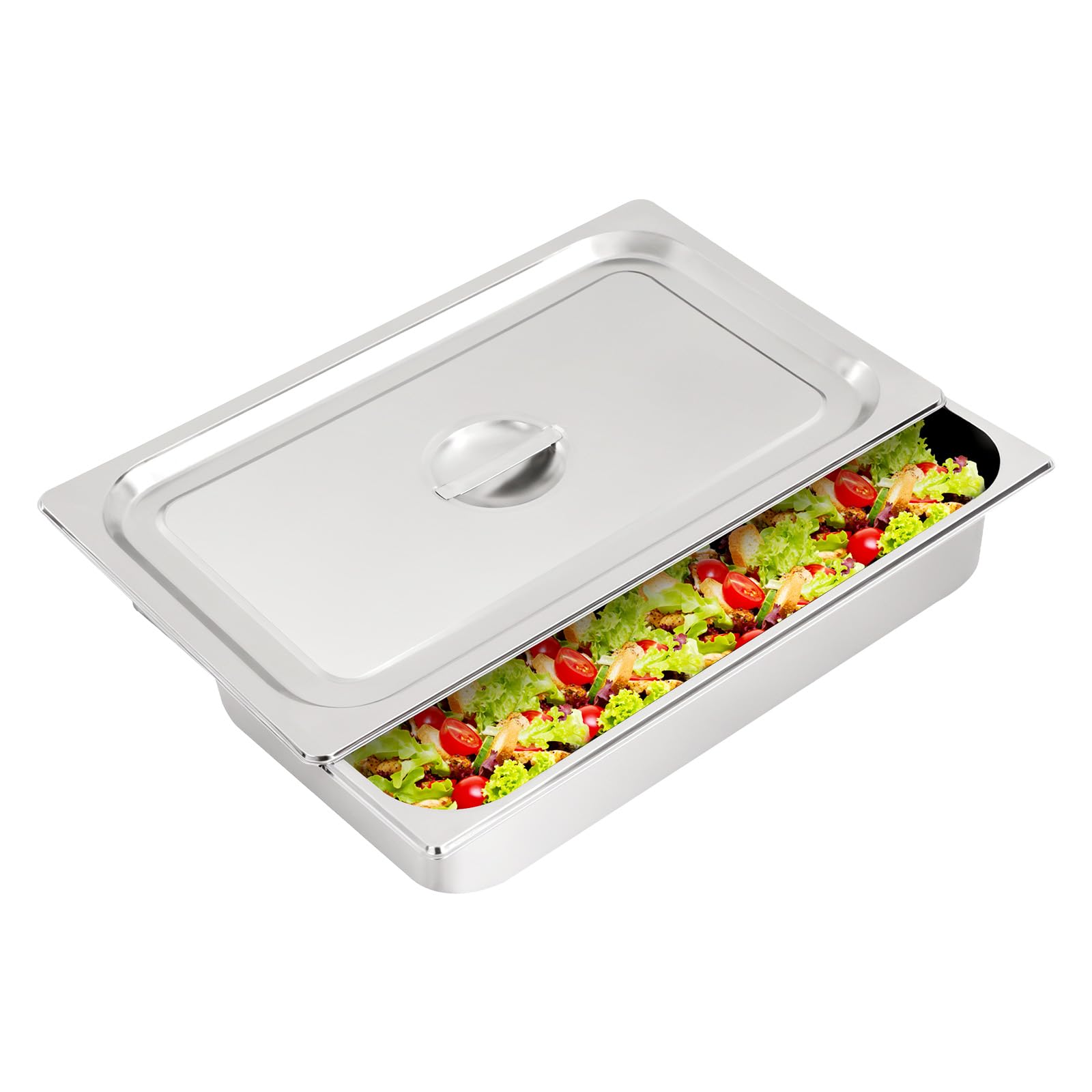 4 recipientes de acero inoxidable GN 1/1 Gastronorm, juego de empanado con tapa, camino de empanado rectangular, recipiente para la cocina, 53,5 x 32,5 x 10 cm