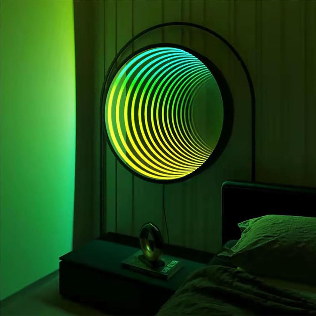 LED-Infinity-Spiegel, 3D-Illusionslicht mit Fernbedienung, RGB-Farbwechsel-Wanddekoration, LED-Tunnel-Licht für Zimmer, 30 cm