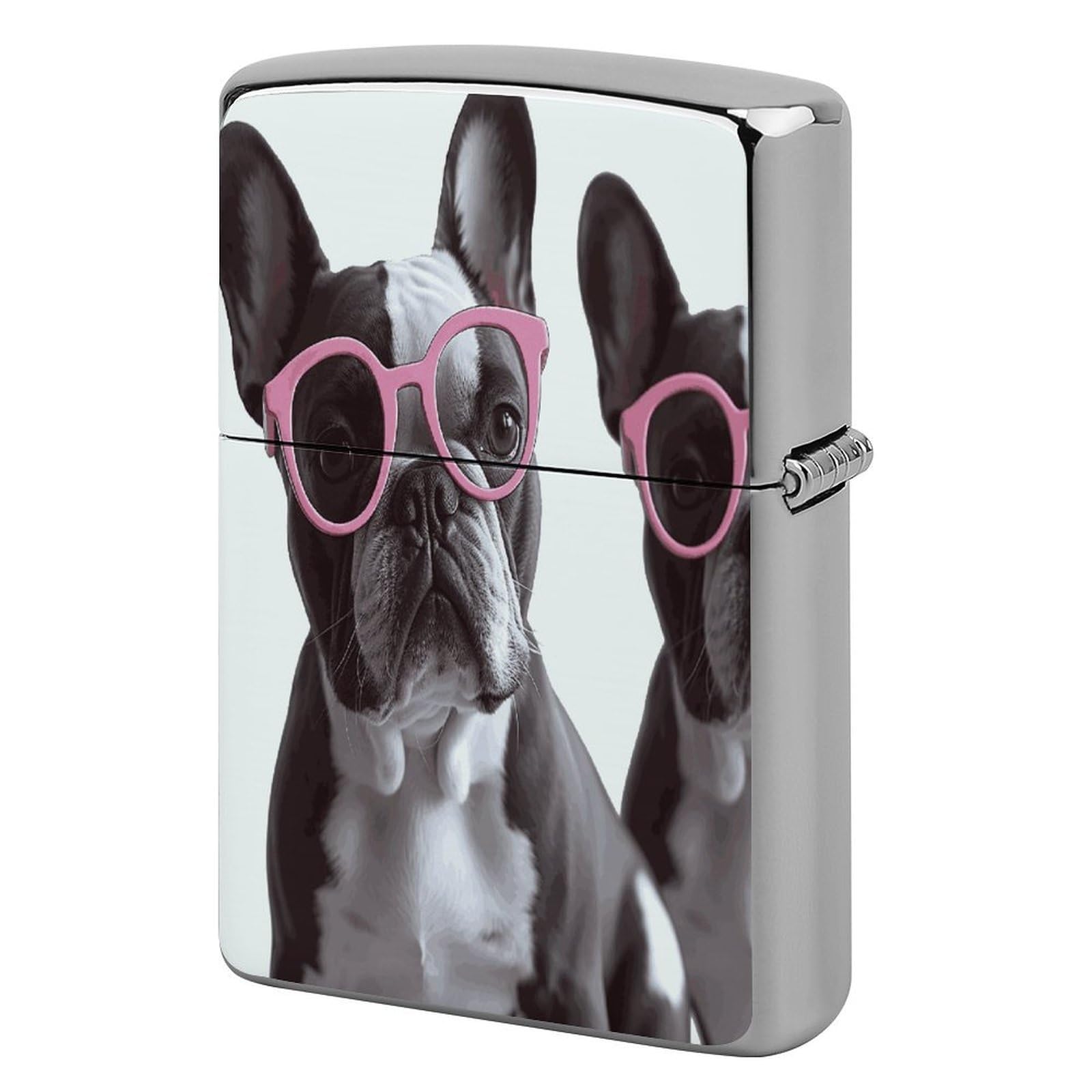Fekiloot Style French Bulldog Pink Glasses Lighter Case Cover Lighter Holder