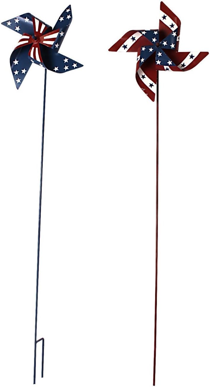 American Flag Pin Wheels Garden Stake Patriotic Wind Spinner Stars and Stripes,4th of July Outdoor Decoration 36"