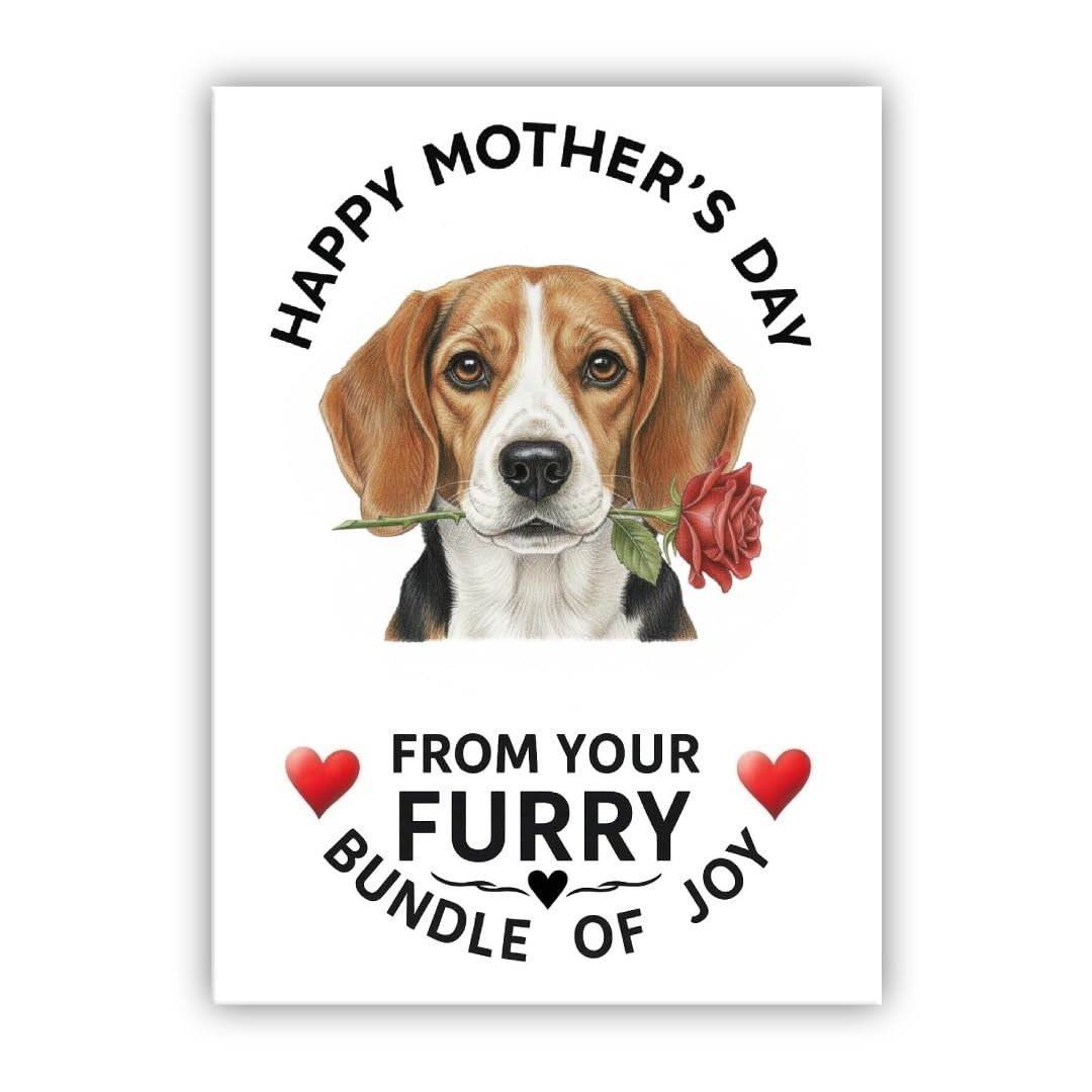 Mother’s Day Dog Card – Pet Mothers Day Greeting Card from the Dog - “Happy Mother’s Day” - Many Breeds Available (• Beagle)