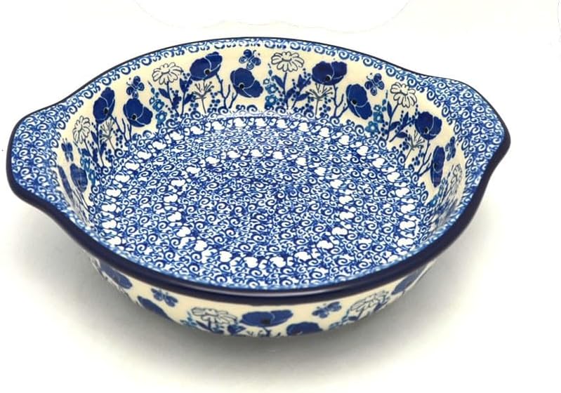 Polish Pottery Baker - Round with Grips - Medium - Evening Poppies
