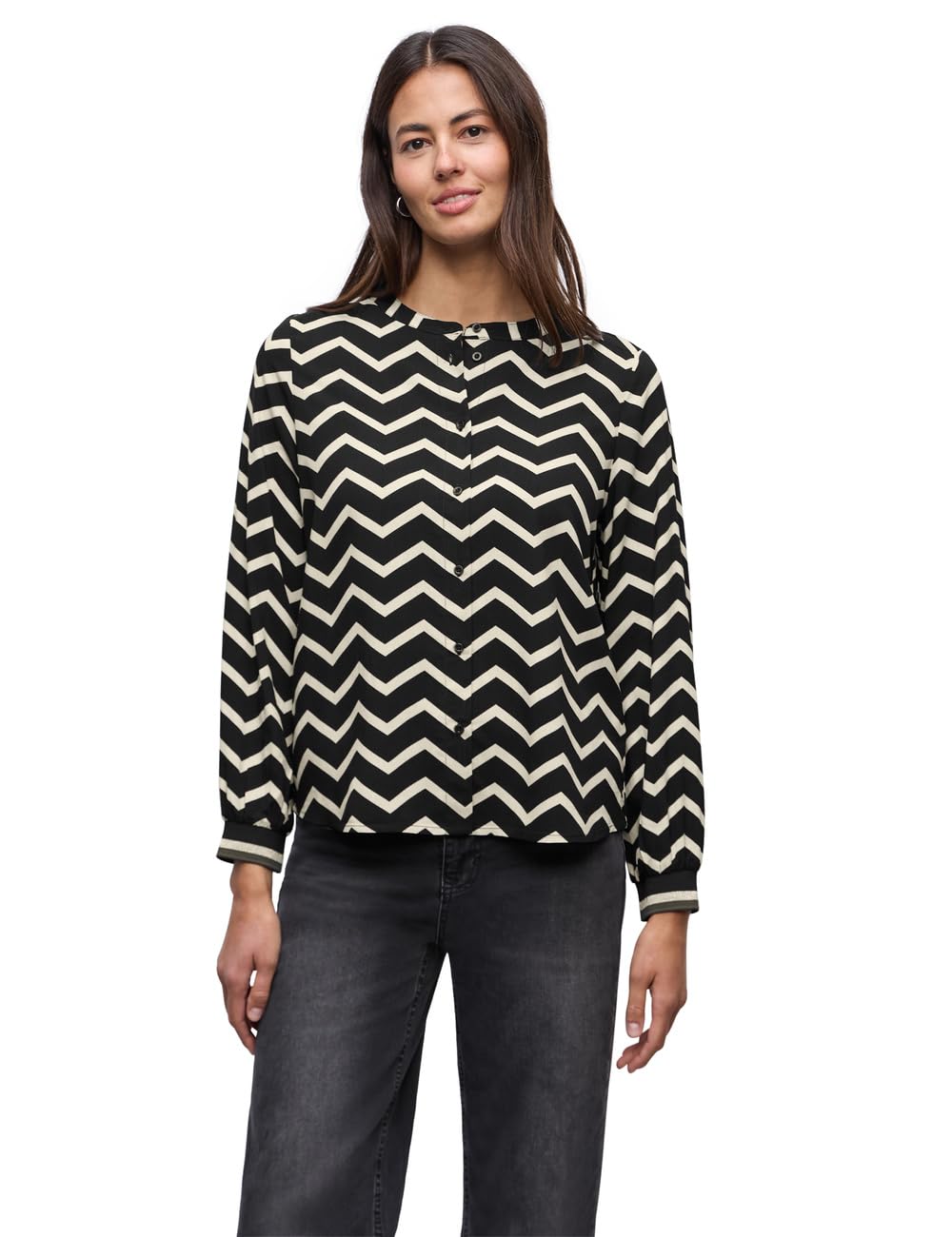 Street One Damen Bluse mit Zick-Zack-Muster