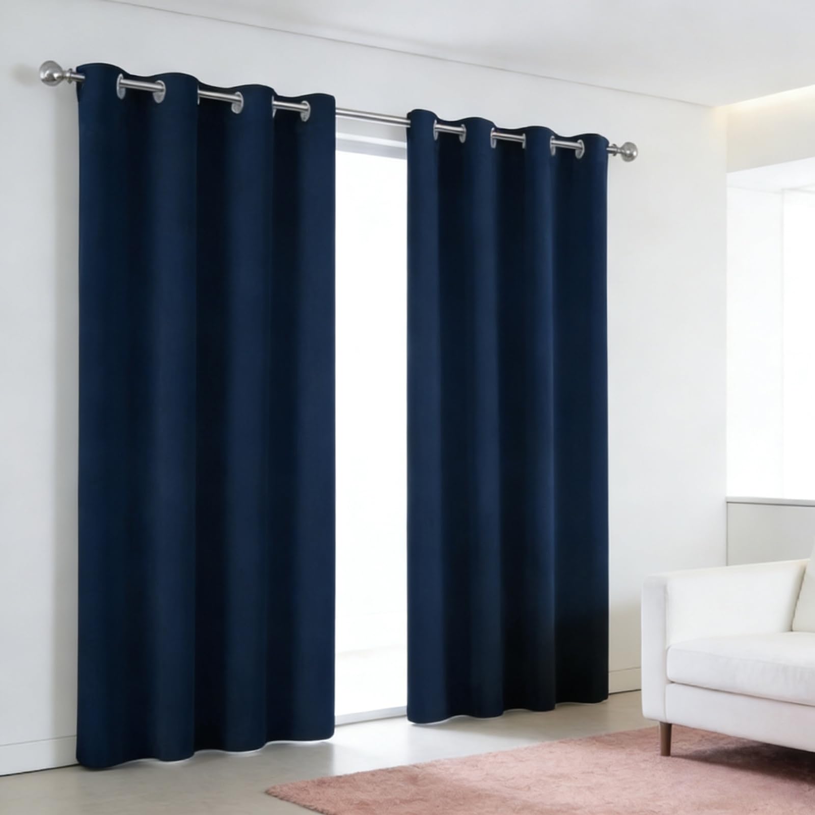 Rideau pour coucher et vitrage de balcon bleu marine 270 x 160 cm occultant et thermique