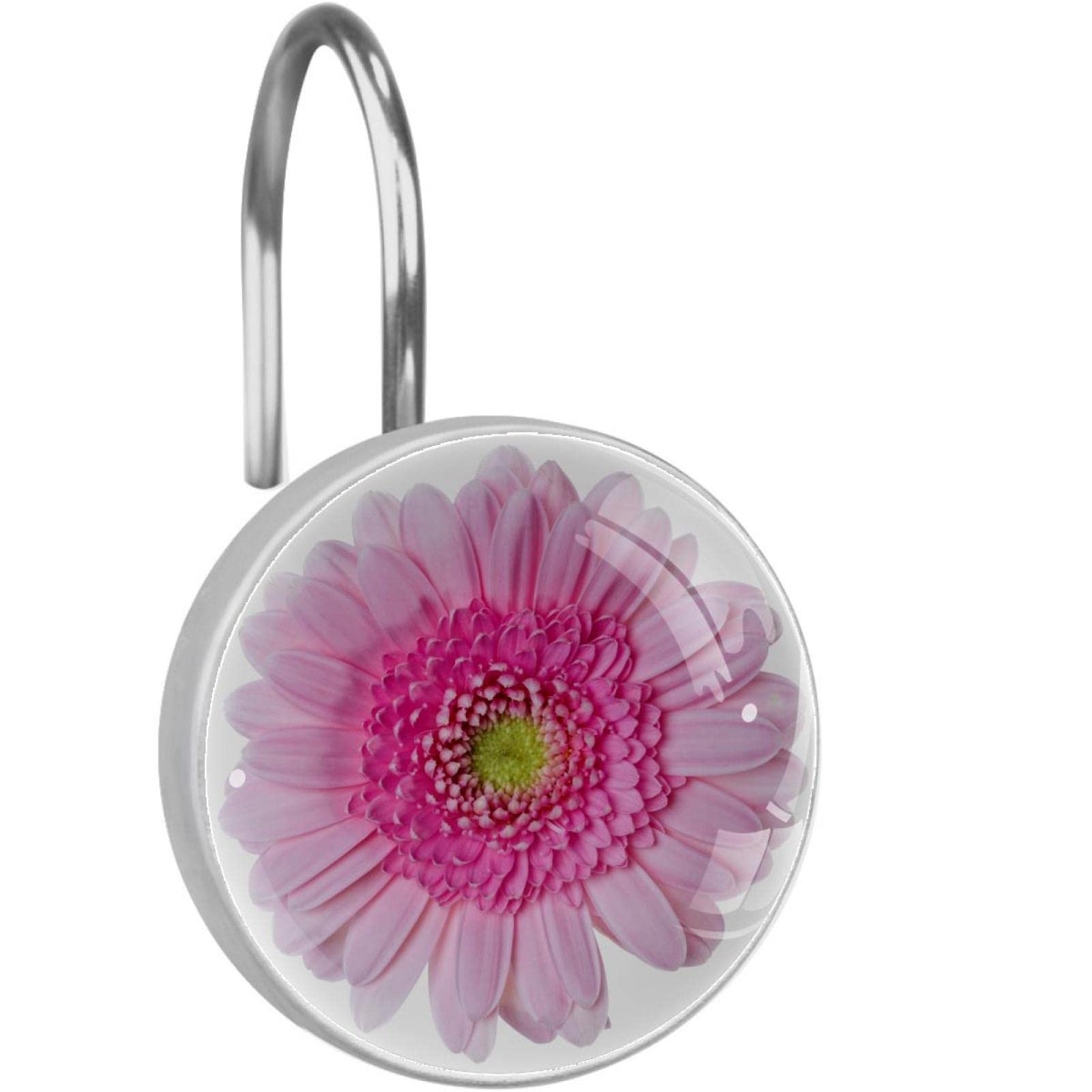Crochets rideau de douche acier inoxydable marguerite rose anneaux salle de bain