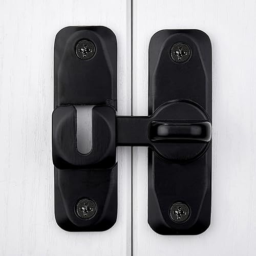 Miniatura 5 de Cerradura negra de puerta de granero de 90180, cierre abatible de aleación de zinc para gabinetes, graneros, baños y puertas de jardín, herrajes