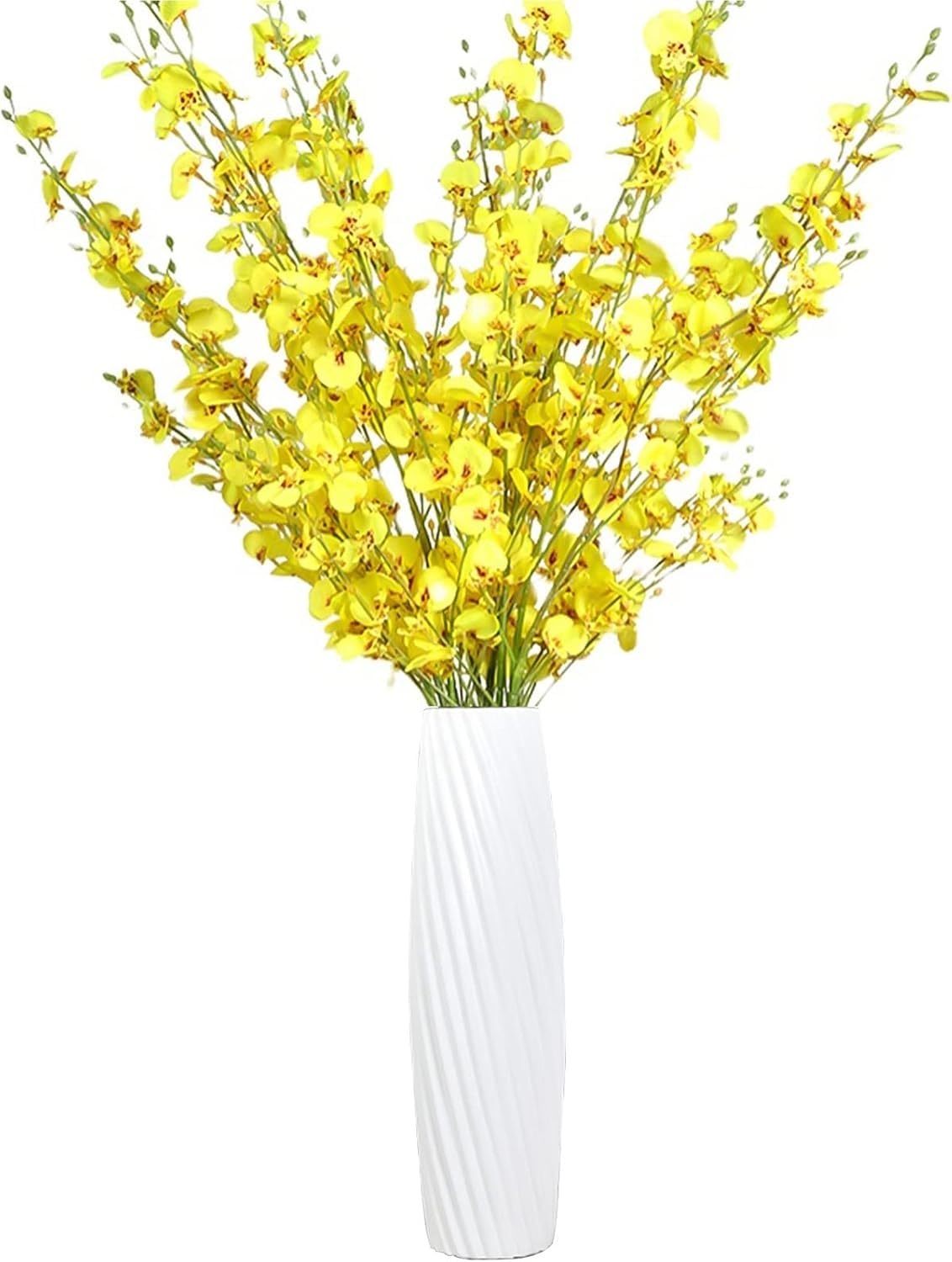 Grand vase à rayures modernes en céramique premium, poterie de sol noire et blanche 47 cm