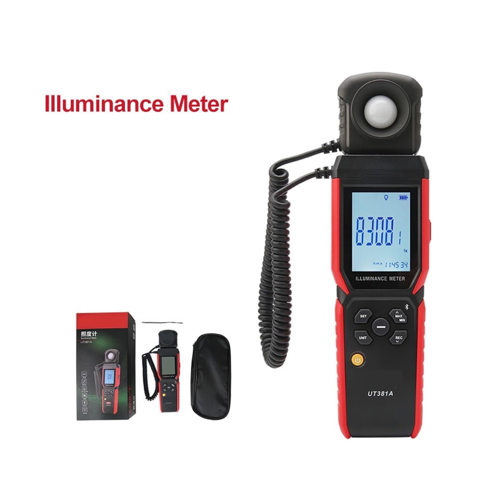 Lux Metro, Medidor de iluminancia UT381A 400000 LX Diseño Giratorio Dividido Luxómetro Fotómetro Digital