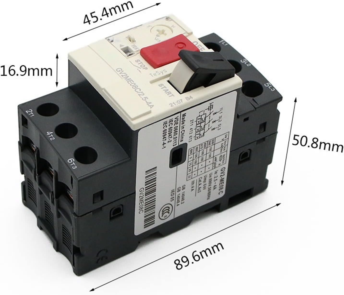 Motor Starter GV2ME Series Motor Protector Motor Circuit Breaker Push Button 3P Thermal Magnetic Type Motor Breaker MPCB(GV2-ME02C)