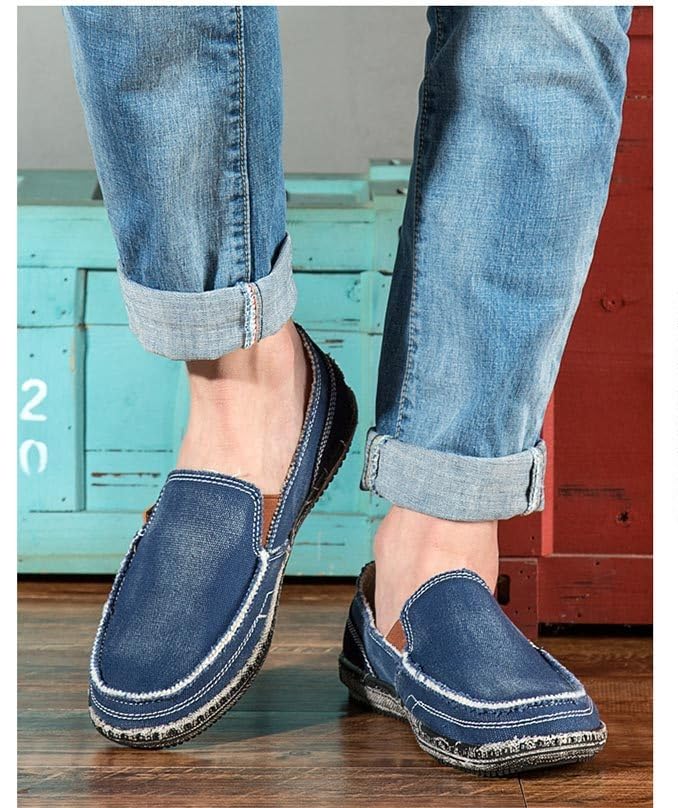 Men's Large-Sized Breathable Canvas Loafers - Anti-Slip Casual Walking Shoes, Rubber Soles, Street Style, Easy to Put On and Take Off, Suitable for Outdoor Casual Wear3