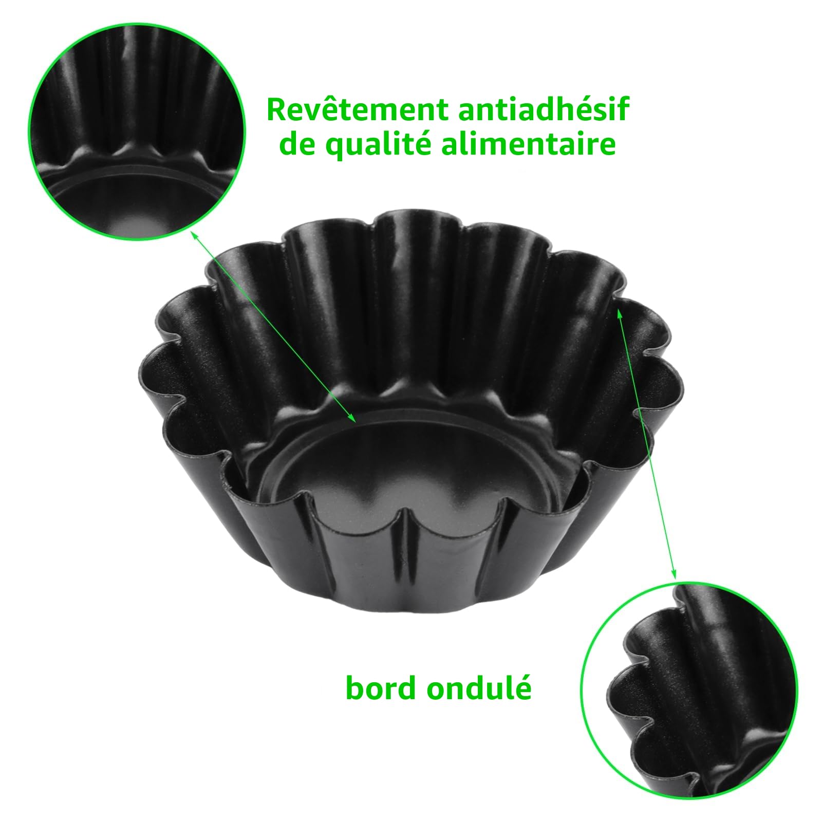 20 Pièces Mini Moules à Tartelette, Moule à Muffin en Acier au Carbone, Mini Moules à Tarte, Moules à Gâteau, Moule à Crêpe, Moule à Muffin Antiadhésif pour Pudding, Gâteau, Cupcake, Muffin Ø