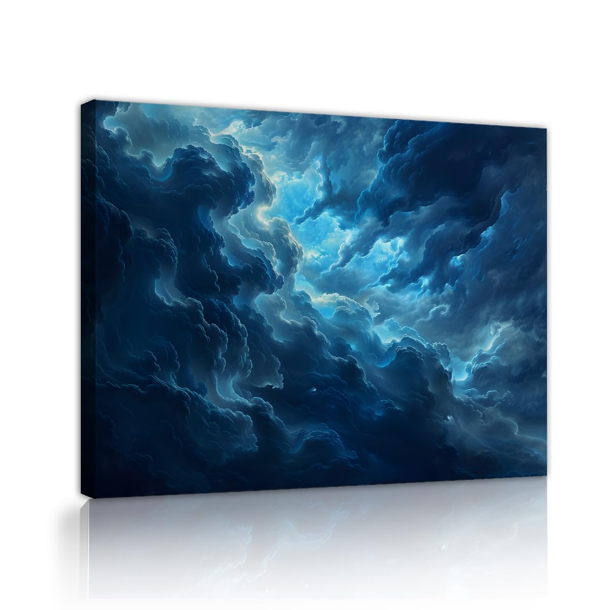 Via Vela Paysage orageux sur toile Art mural Nuage Fresque abstraites Tirages d’œuvres Affiches bleues Peinture pour la décoration de la chambre et du salon 75x100cm