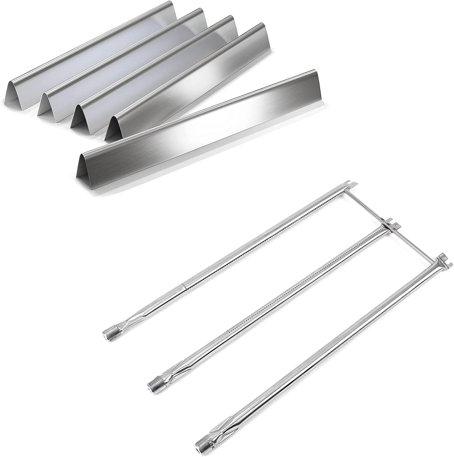 QuliMetal 28 1/8" Grill Burner Tube Set and 22.5" Flavor Bars for Weber Spirit 300 Series, Spirit 310 E310, Genesis Silver B C, Genesis Platinum B C, Spirit 700, Weber 900 (Side-Mounted Control)