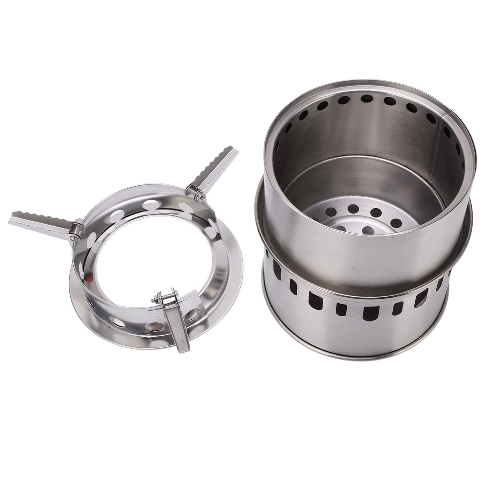 Stufa da campeggio portatile a legna, stufa compatta per backpacking per escursioni all’aperto, picnic e barbecue, stufa da campo pieghevole in acciaio inox con sacca a rete per 1–