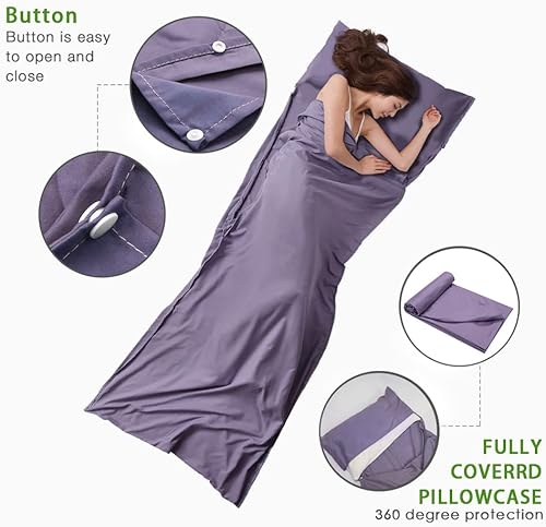 Miniatura 3 de Bolsa de dormir para viajes y campamento, ligera, compacta y portátil, ideal para viajes, hostales y campamentos