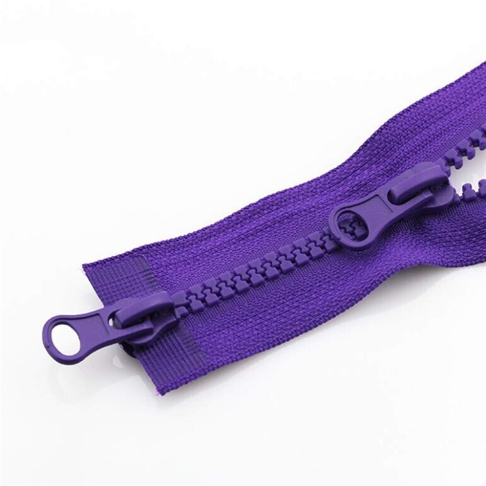 WUDOLI fabric closure 1 Pc Resin Zipper, No. 5 Down Jacket Double Zipper, Sleeping Bag Two-Way Double Open Zipper Head, for sewing (Color : Purple, Size : 120cm)