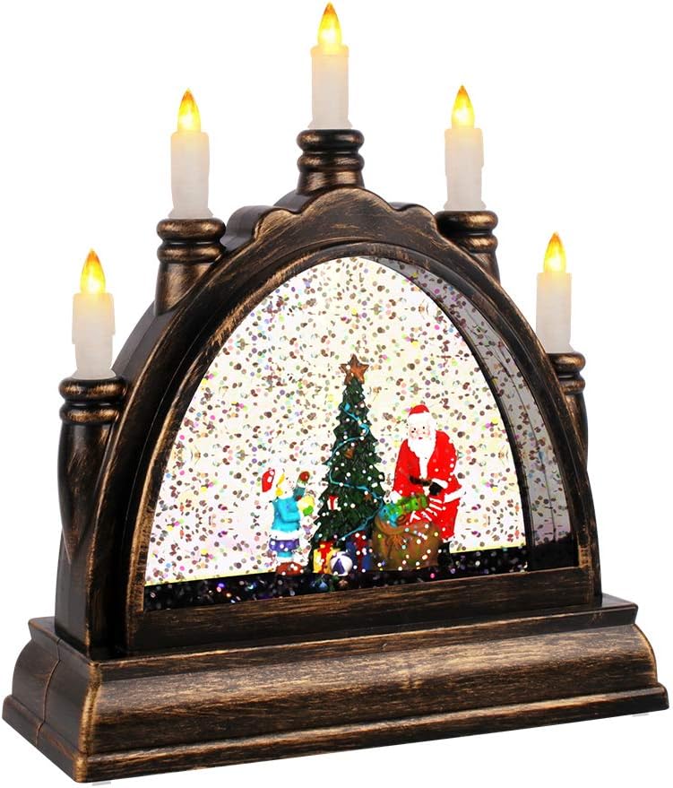 Suweor Upo Christmas Lighted Water Lantern, Swirling Glittering Snow Globe Lantern Swirling Dome, Battery Powered Festival Ornament and Gifts for Adults and Children