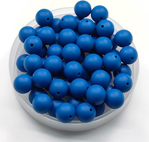 60 cuentas redondas de silicona de goma de 0.591in a granel, cuentas sueltas a granel, hermoso kit de fabricación para llaveros, borlas, collares,