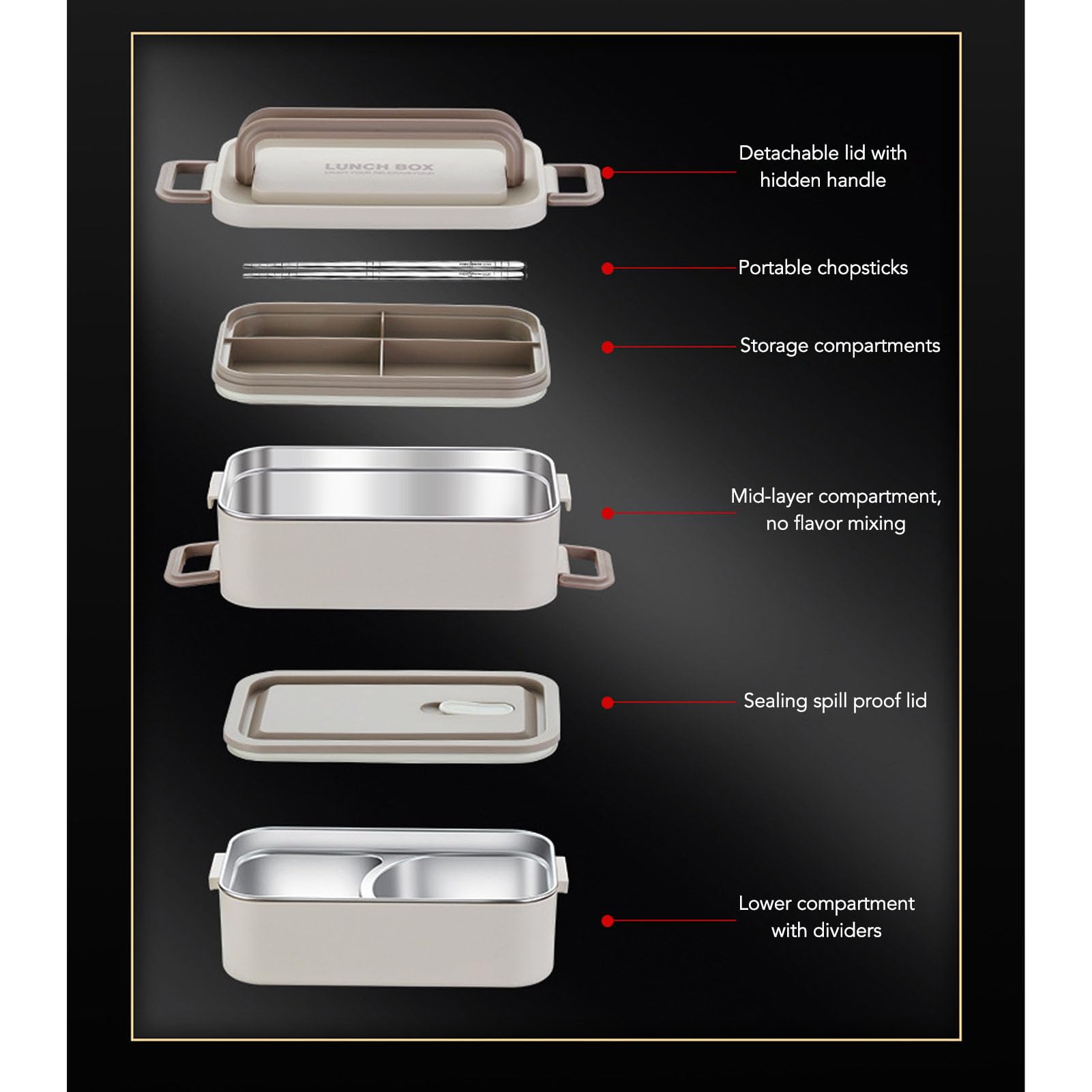 Boîte à en Acier Inoxydable, Récipient Alimentaire Portable étanche, Double Couche pour les Conteneurs à Déjeuner Isolés à L'école (Abricot clair)
