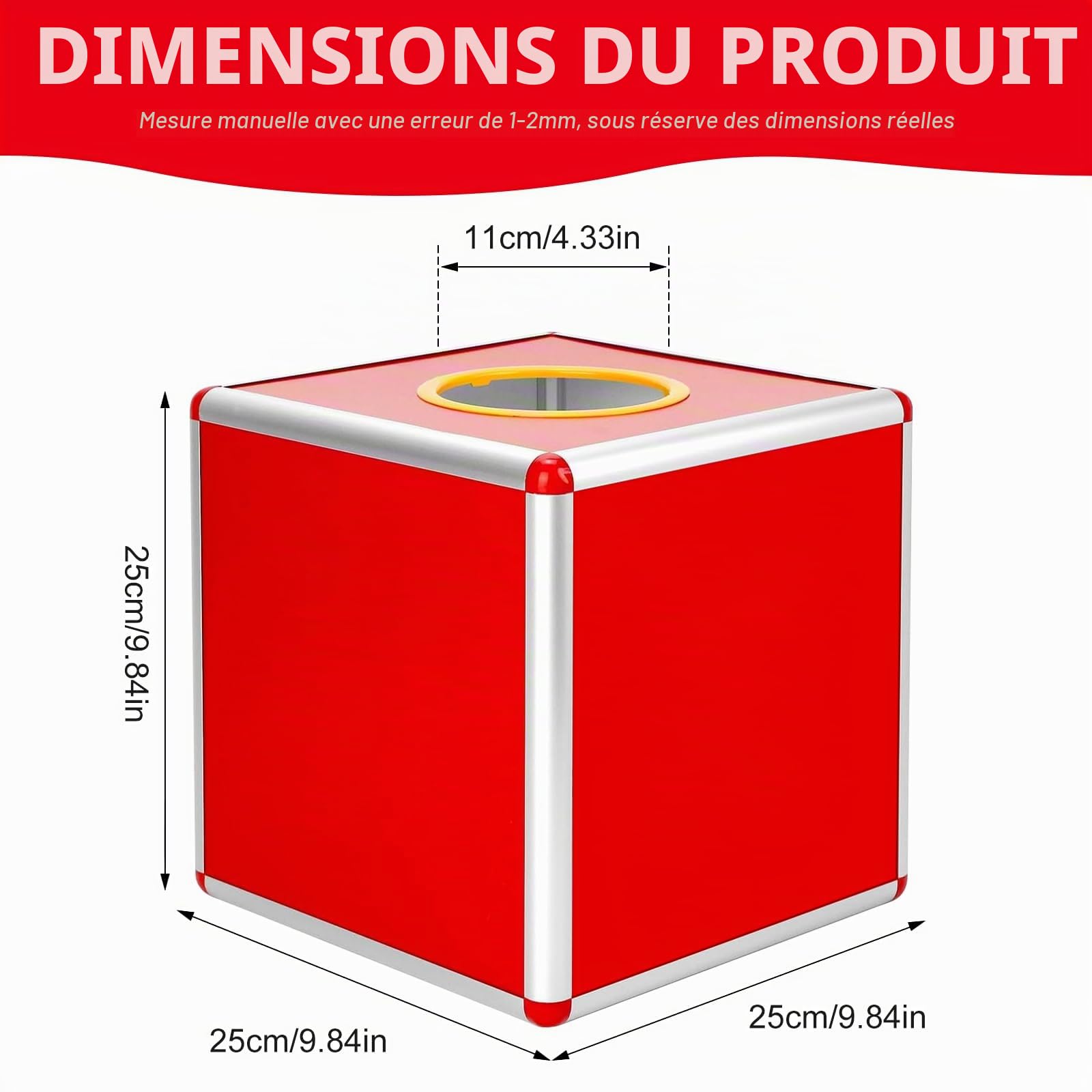 Boîte De Loterie 25cm, Boîte De Tombola, boîte De Tirage Au Sort, Boîtes De Jeu De Balle De Tombola, Étui De tombola en Alliage D'Aluminium Pour Tirages Au Sort, Vote, Don
