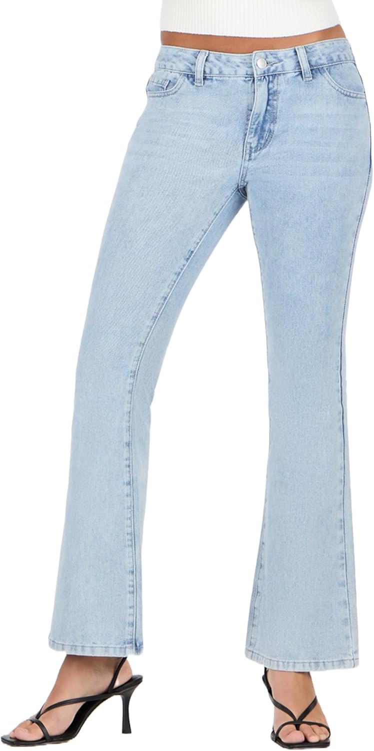 Forever 21 Womens Low Rise Heart Stitch Flare Jeans
