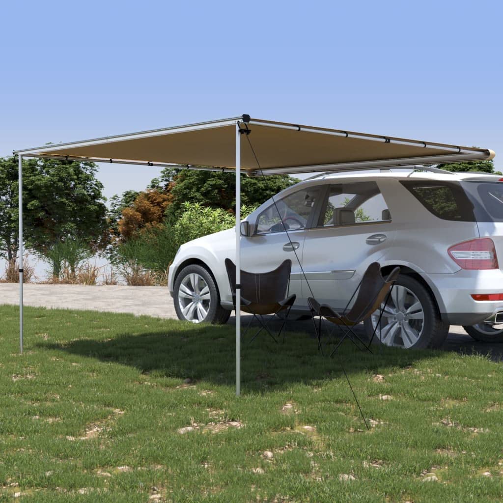 Wohnwagen-Markise Beige 3 x 3 x 2,15 m Aluminium, 160 g Polyester, wasserdichtes Vorzelt für Camping, Outdoor, Festival, Wanderung und Trekking mit Aufbewahrungstasche