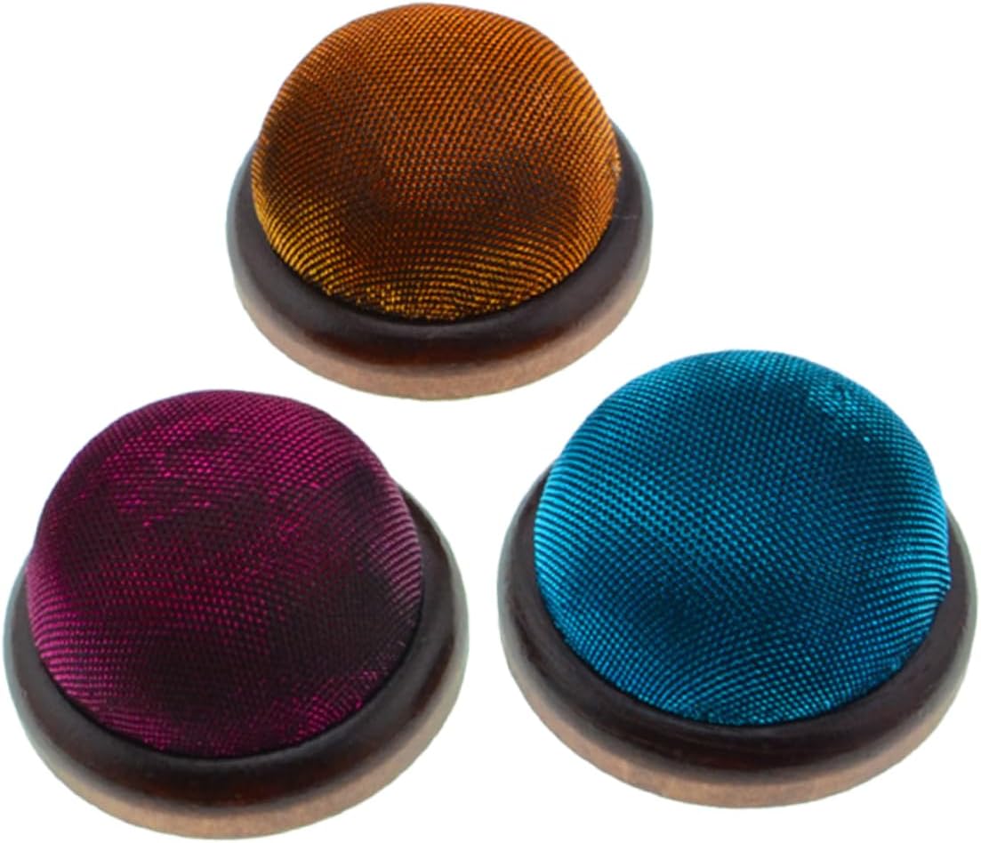 Tofficu 6pcs Glitter Pin Cushion Wooden Base for Sewing Stylish Needle Holder Gold Crafting Accessory for Home Use