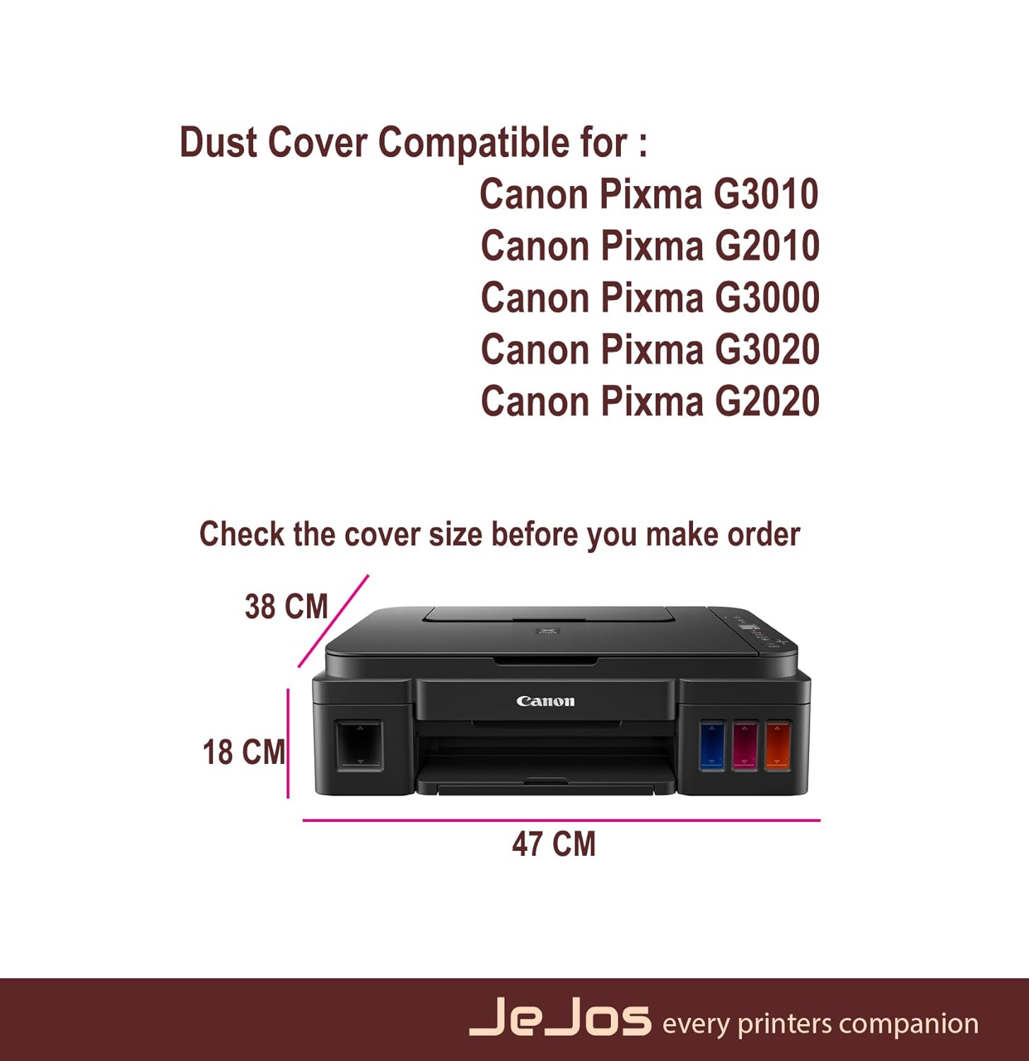 Printer Dust Cover Case Compatible with Canon Pixma G2010, G3010, G3000, G3020, G2020 All-in-One Wireless Ink Tank Colour Printer – Black