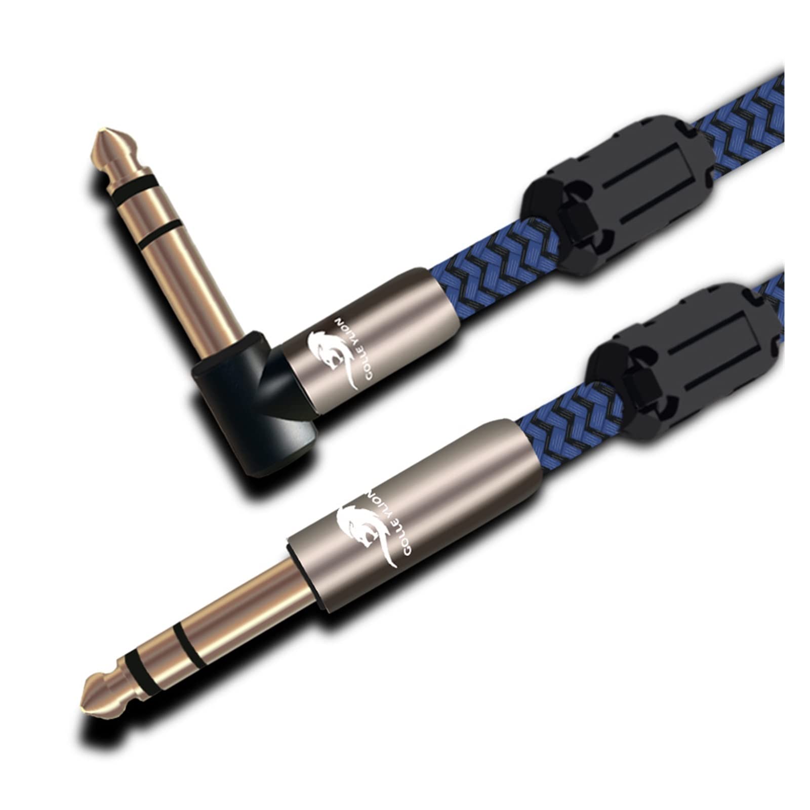 Artemisia 1/4 "TRS Jack vers Jack Câble Stéréo Droit 6.35mm à Angle 6.35mm Mixer Console AMP Casque Audio Câble 1M 2M 3M 5M 8M (Color : Blu, Size : 1meter)
