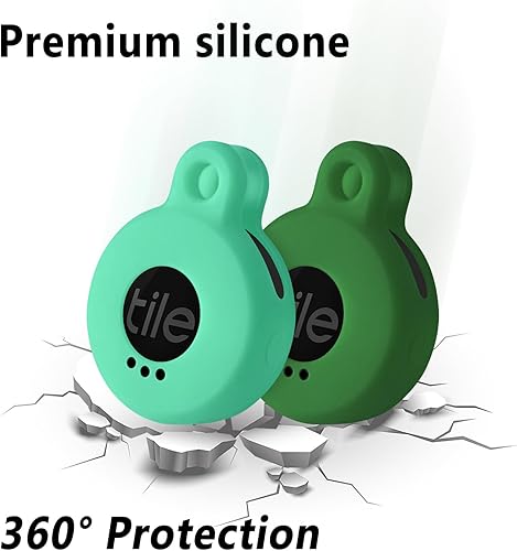 Miniatura 3 de Geiomoo Funda de silicona compatible con adhesivo para azulejos 2022, funda protectora con mosquetón (paquete de 2 unidades de menta + verde