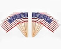 CYPS 100 Pcs USA American Flag US Toothpick Flags, Small Mini Stick Cupcake Toppers US Flags,4th of July,Veterans Day,Country Picks Party Decoration Celebration Cocktail Food Bar Cake Flags