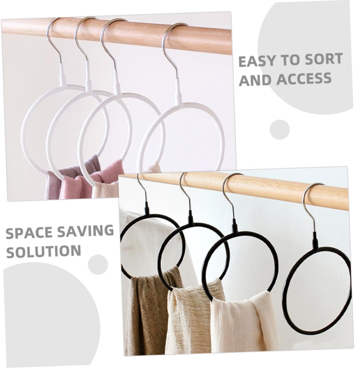 8pcs Metal Scarf Ring Hangers with Iron Hooks Closet Organizer