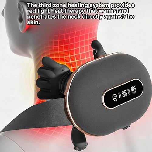 Miniatura 6 de Masajeador de cuello con calor, masajeador térmico Shiatsu, masaje de amasamiento 4D de tejido profundo, masajeador portátil de cuello y hombros,