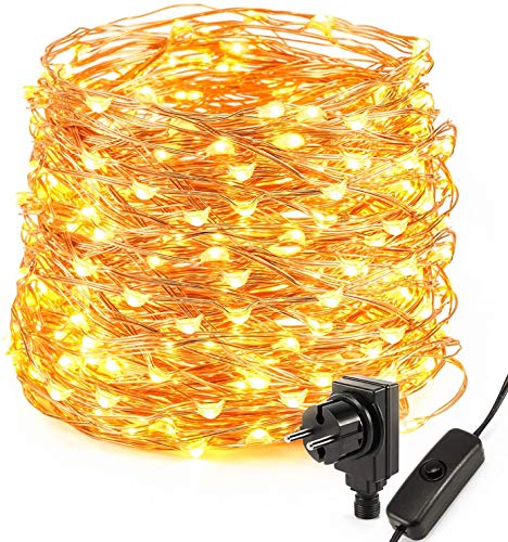 Kohree 20M Stringa Luci LED 200 LED con Interrutore Catena Luminosa Filo di Rame Impermeabile IP65 Flessibile Ghirlanda Luminosa Lucine LED Decorative per Casa Festa Matrimonio Bianco Caldo