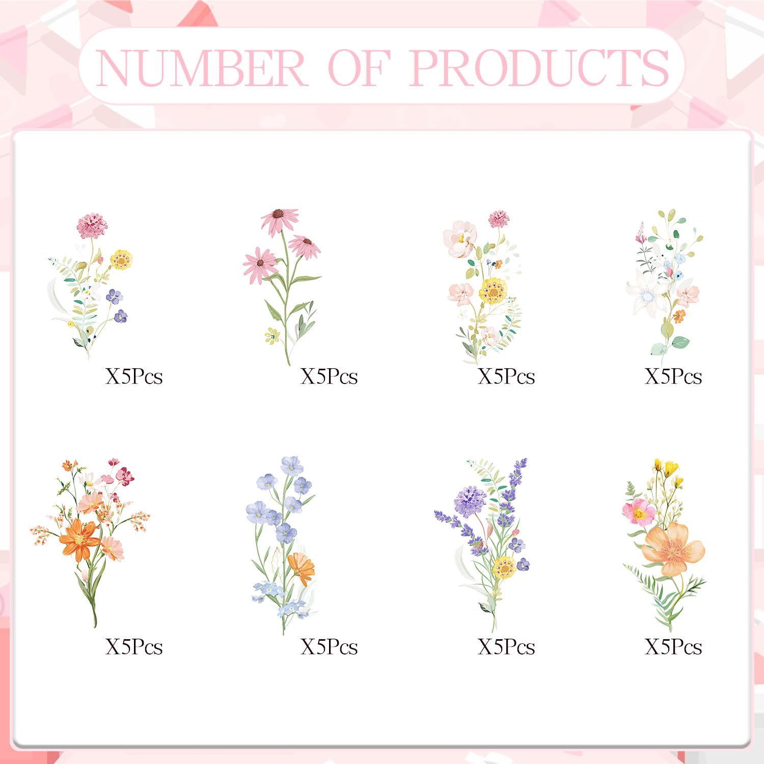 Rngmsi Flower Birthday Cupcake Toppers Decorations, 40PCS Wildflower Baby in Bloom Baby Shower Cake Decorations for Girls Women, Garden Floral Fairy Party Decor