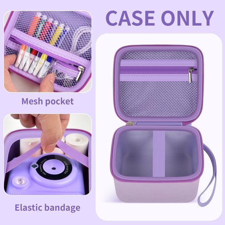 Kids Instant Print Camera Case with 3 Rolls Prints Paper Compatible with ESOXOFFORE for Dylanto for DUDUDRAGON for GKTZ for ETIKEZ for Dafotil for Careenoah Toddler Digital Cameras (Purple with Paper) - Image 3