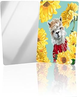 OComster Alpaca Farmhouse with Sunflower Compact Mirror Bulk Mini Card Mirror, Oil Painitng Rustic Mint Green Small Compact Mirror for Purse, Rectangular Handheld Pocket Makeup Mirror