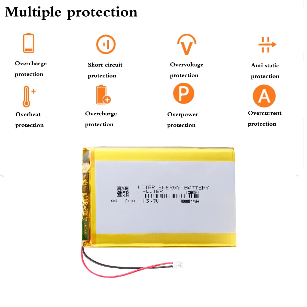 heavy　drinker 3.7V 8000mAh 126090 Rechargeable Li Lipo Battery For Power