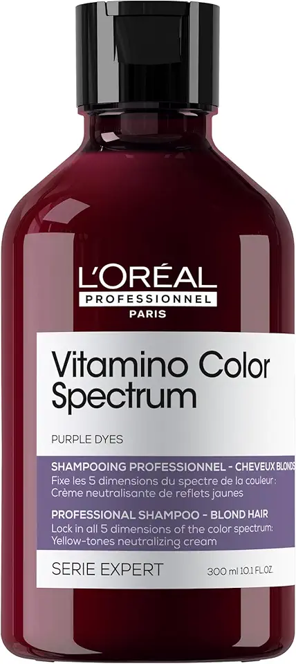 L'Oréal Professionnel, Shampoo Profissional Matizador de Tons Amarelados, Vitamino Color Spectrum, para cabelos Loiros, pigmentos roxos para neutralizar subtons amarelados, 300ml