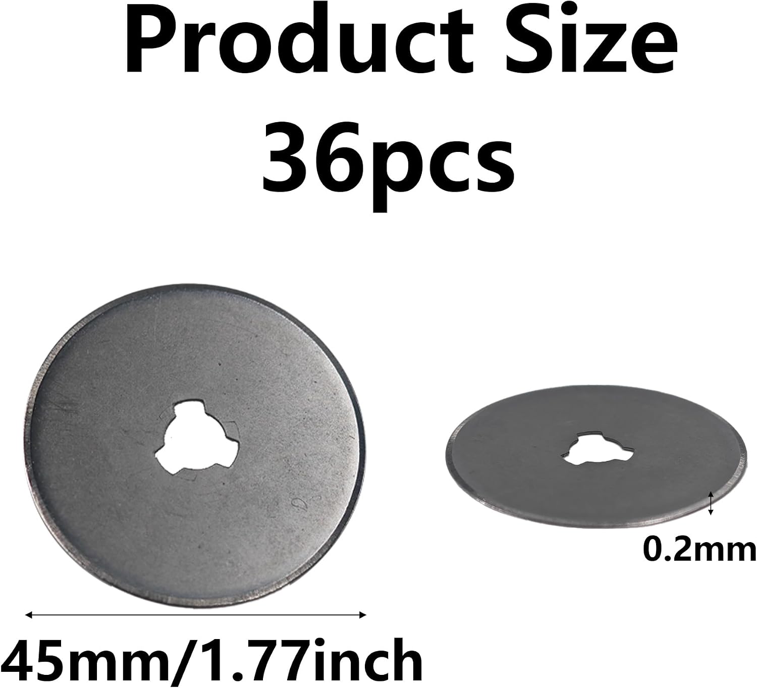 36Pcs 45mm Rotary Cutter Blades, Stainless Steel Replacement Blades Compatible with Fiskars, Olfa, Martelli, Truecut for Quilting, Sewing, Scrapbooking