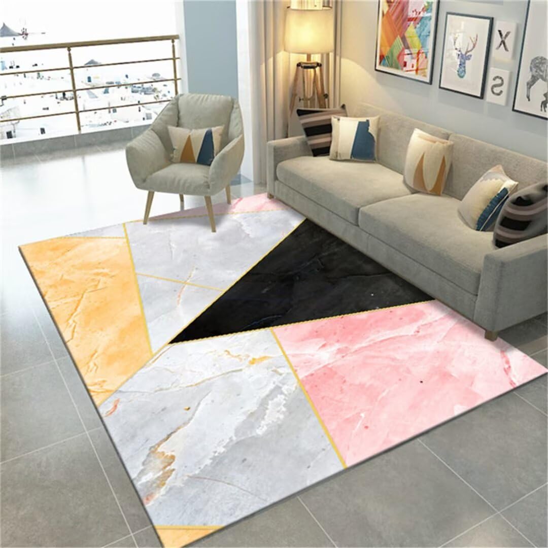 Tapis oriental géométrique en cristal de velours rose, finition meuble de qualité supérieure