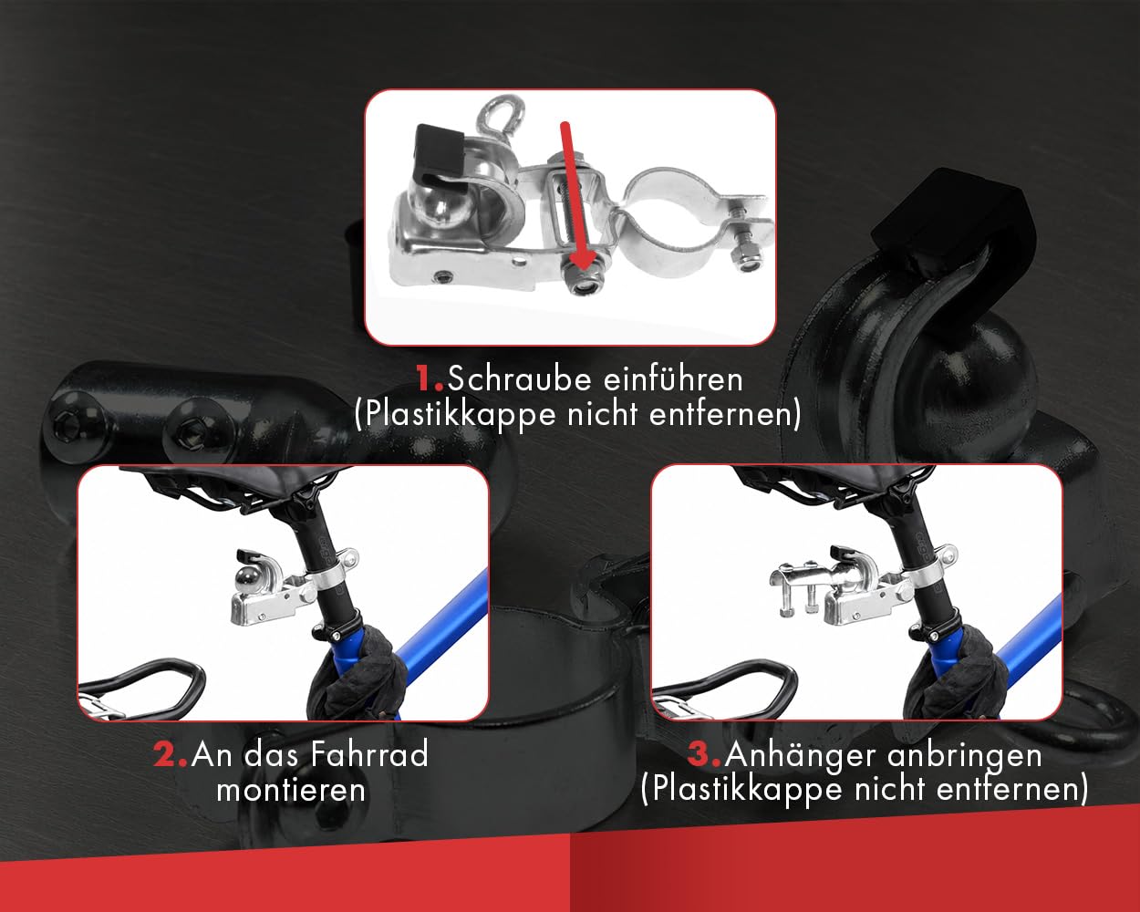 2EXTREME Attache Remorque Vélo Tige de Selle 25,4 31,8 mm Acier Galvanisé Universel